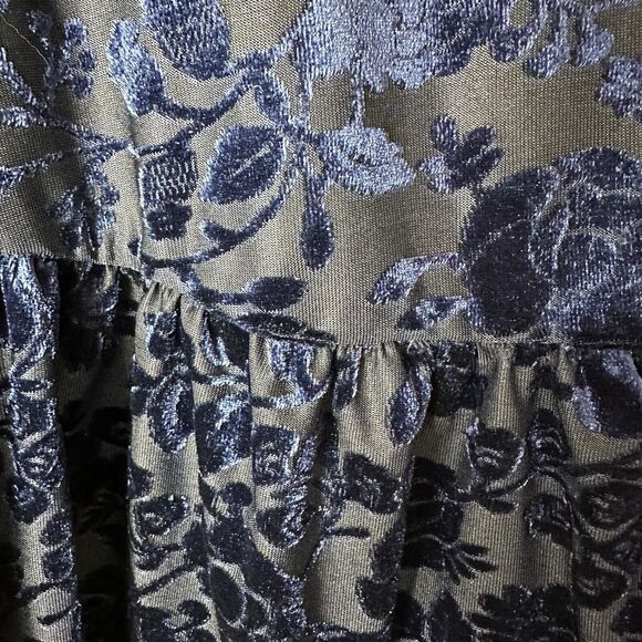 Cato Boho Semi Sheer Burnout Top Blue Peplum Layered Fairy Womens 14/16W - Picture 8 of 10